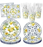 168PCS Capri Lemon Party Decorations - Amalfi Coast Party Decorations Include Plates, Cups, Napki...