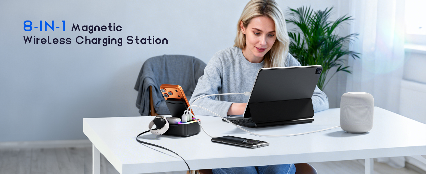 charging station 8 in 1 wireless charger multi device charger Apple