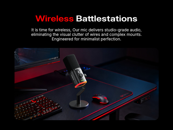 MAONO PD100W Wireless Microphone for PC,USB Gaming Mic with One-Click Noise Reduction