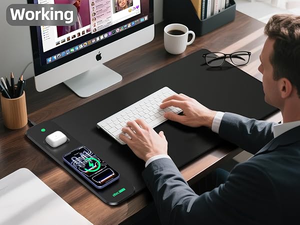 RGB gaming mouse pad with wireless charging