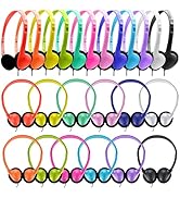 Classroom Headphones Bulk 24 Pack for Kids Children,On Ear Multi Color Varieties Comfy Swivel Ear...