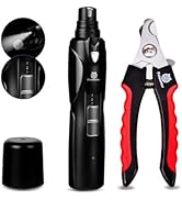 Petsaunter Dog Nail Grinder, Dog Nail Trimmers and Clippers Kit, 2-Speed and LED Light, Powerful ...