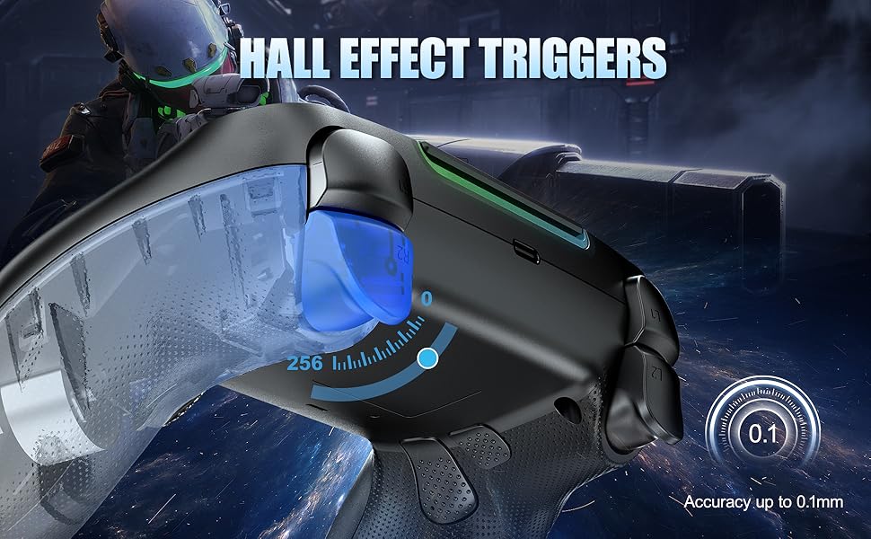 LED Wireless Controller for PS5 with Hall Effect Joystick and Trigger