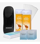 Roll on Wax Kit for Hair Removal with 2x Honey Cartridges Black | 100 Wax Strips wax roller for H...