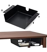 OrgaFocus 2 Pack Under Desk Hanging Shelf Drawer Organizer, Attachable Plastic Hidden Storage Tra...