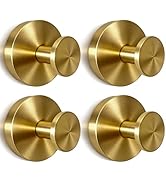 Gold Suction Cup Hooks for Shower &amp; Bathroom - No Drill Adhesive Hooks for Towels on Glass Door, ...