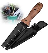 PERWIN Hori Hori Garden Knife, Garden Tools with Sheath, 6" Stainless Steel Blade with Cutting Ed...