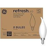 GE Refresh LED Light Bulbs, 60W, Daylight Candle Lights, Frosted Decorative Light Bulbs, Small Ba...