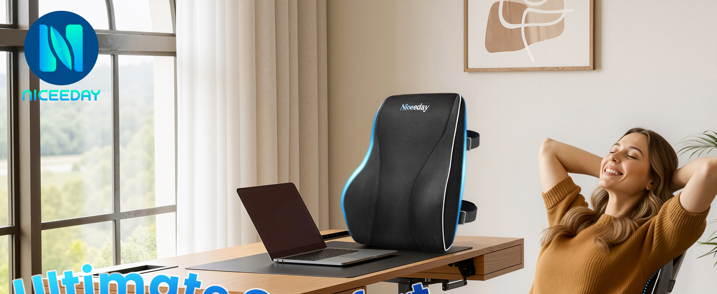 Text reads 'Ultimate'. Office setting featuring an ergonomic gaming chair at a desk near a window with natural lighting.