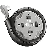KMC 4-Outlet Surge Twist Cord Reel, Retractable Power Strip Surge Protector, 735J Surge Protectio...