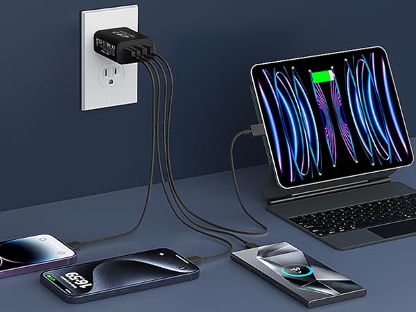 USB C Wall Charger Block, 2Pack 4-Port Type C Charger Fast Charging Block