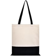 CNaiyunpin Canvas Tote Bag with Zipper &amp; Inner Pocket, Reusable Grocery Shopping Bags, Fashionabl...