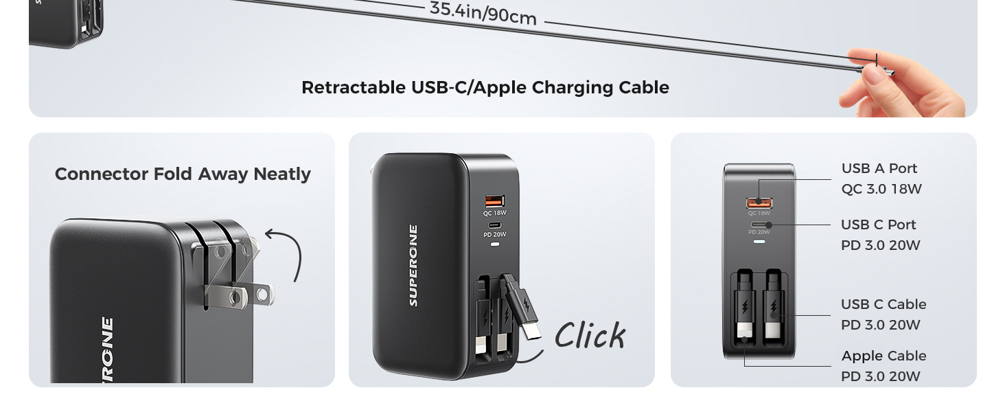 retractable chargers for multiple devices