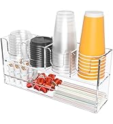 Beego 5-Compartment Cup Holder for Countertop - 2-Tier Clear Acrylic Cup Dispenser Coffee Station...