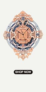 ROKR 3D Wooden Puzzles for Adults, Wooden Puzzle Clock, Mechanical Building Model Kits, DIY Model Ki...