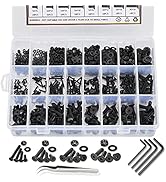 840PCS Metric M2 M3 M4 M5 Hex Socket Flat Head Screws Bolts Nuts Washers Assortment Kit with Stor...