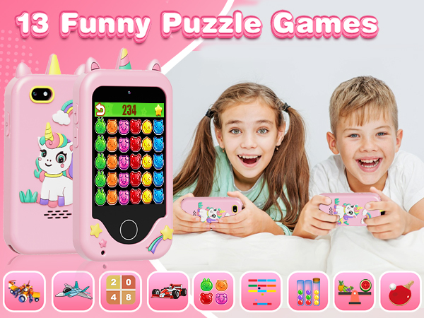 Kids Smart Phone for Girls Ages 3-7, Kids Cell Phone Toy with MP3 Player