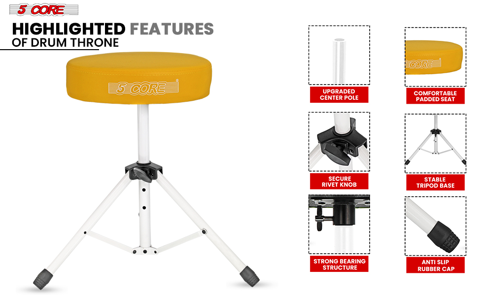 Drum Throne Padded Guitar Stool Music Chair for Adults and Kids