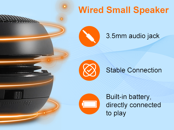 Wired Small Speaker with 3.5mm Aux Input Jack