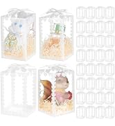 BENECREAT 50 Pack Transparent PVC Gift Boxes with Bowknot, 5.51x3.54x3.54 Inch Clear Wedding Favo...