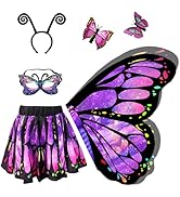 Jackcell Butterfly Wings Costumes for Girls, Butterfly Cape Halloween Costume with Kids Fairy Ski...