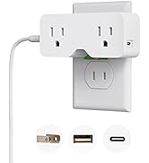 ELEGRP USB Wall Outlet Extender, Multi Plug Outlet Splitter with USB C and USB A Ports (4.2A in T...