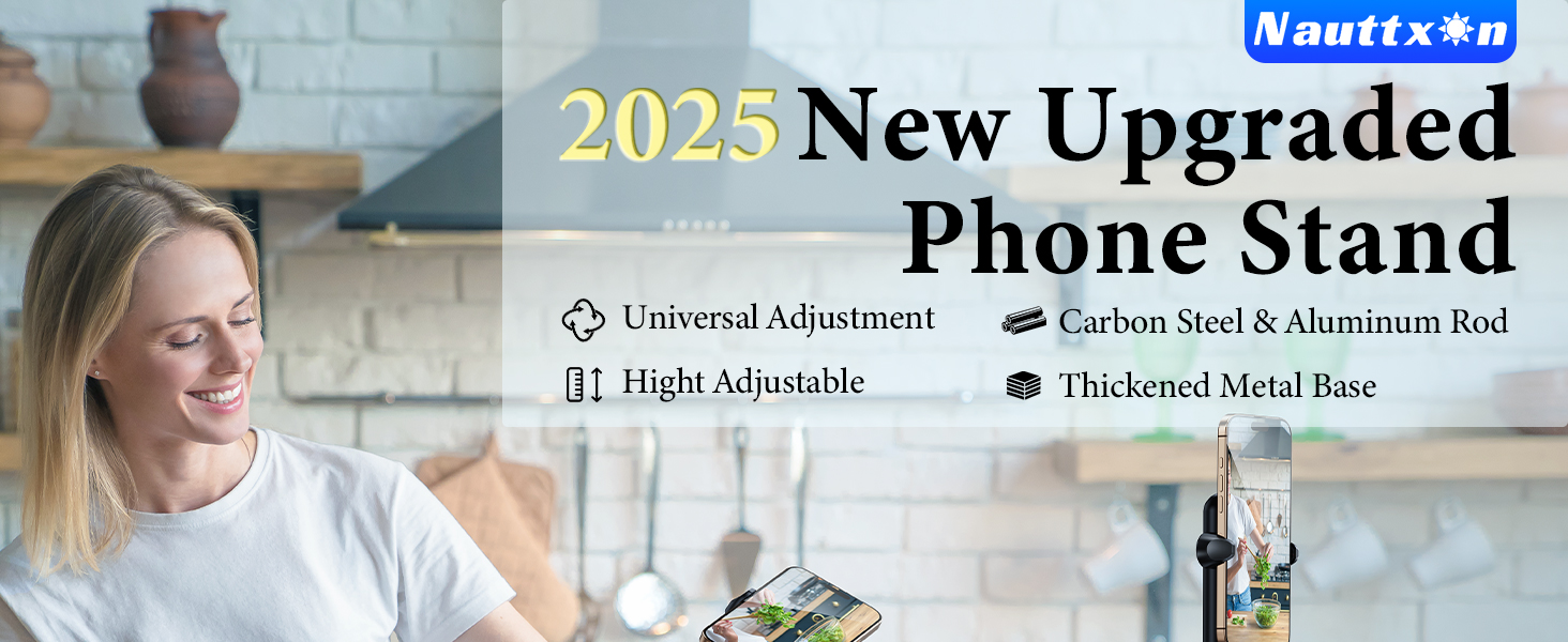 Phone Stand for Desk, Angle Height Adjustable Phone Holder for Desk, Aluminum iPhone Stand Holder