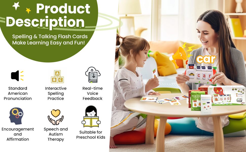 spelling &amp;amp;amp; Talking Flash cards Miake learning Easy and Fun!