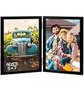 AEVETE 5x7 Picture Frames Double Hinged Wood Folding Photo Frames Vertical with Plexiglass Front,...
