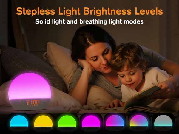 white noise sound machine sunrise alarm clock wake up light bedside night lamp sleep Aid best gift