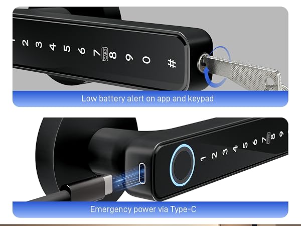 smart door lock with handle