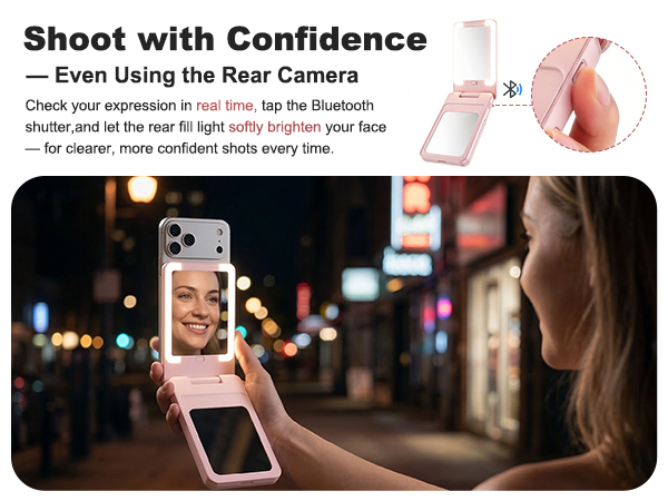 3X magnifying mirror helps with close detail checks and makeup touch-ups.