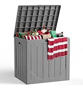 MAKE CHANGES Outdoor Storage Box,30 Gallon Deck Box Outdoor Storage Bench Outside Waterproof Resi...