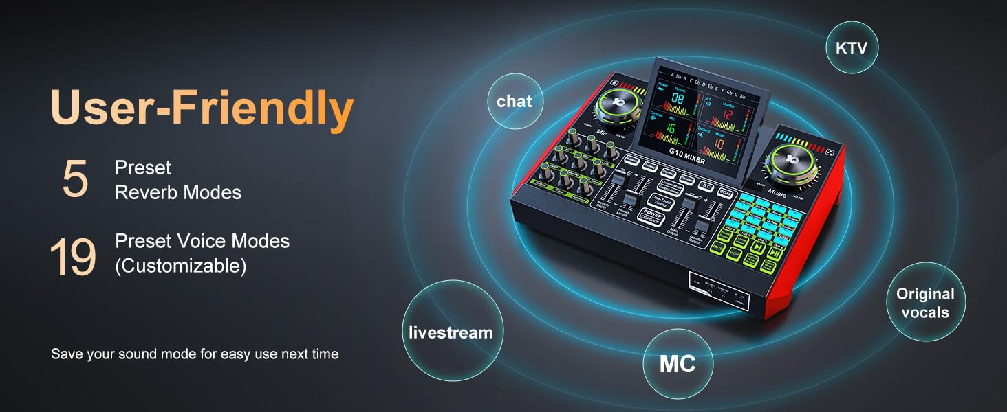 podcast audio mixer live sound card voice changer audio mixer with bluetooth