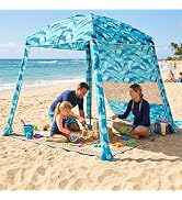 HOMEDEMO 6'×6' Beach Cabana, Beach Canopy Tent Easy Set up and Take Down with Sand Pockets, Big S...