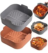 Silicone Air Fryer Basket Liners Square - 2Pcs Reusable Air Fryer Silicone Pots for Food Safe Air...