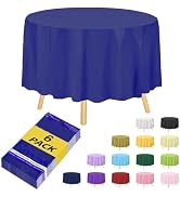 Hereisa Royal Blue 6 Pack Plastic Table Cloth 84", Disposable Round Tablecloth Table Cover, Plast...