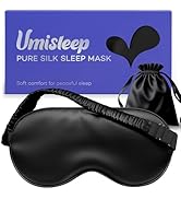 Umisleep Sleep Mask for 100% Pure Mulberry Silk, 22 Momme 6A Soft Eye Masks for Sleep, Adjustable...