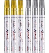 Gold and Silver Paint Marker Pens - 6 Pack Permanent Oil Based Metallic Paint Pen, Medium Tip, Qu...
