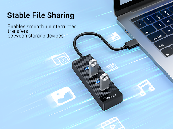 4 Port USB 3.0 Hub 10FT Long Cable