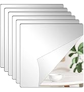 DARENYI 6Pcs Acrylic Mirror Tiles, 8'' x 8'' x 0.07'' Mirror Sheets for Walls Decor, Self-Adhesiv...