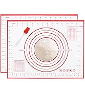 Silicone Pastry Mat 2 Pack Non Stick Baking Mat with Measurement 12" x 16" Small Non Slip Silicon...