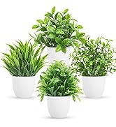 Miracliy 4 Packs Mini Fake Plants Artificial Potted Eucalyptus Faux Plants for Home Office Farmho...