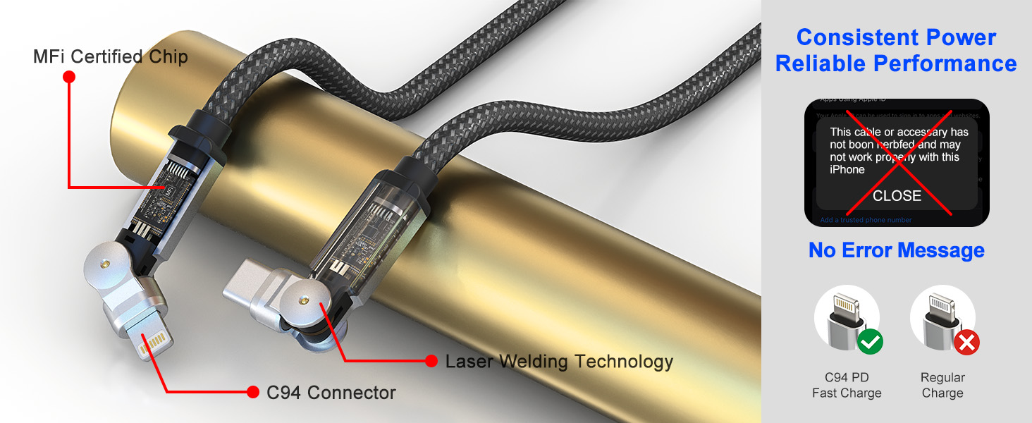 90 degree usb c to lightning cable