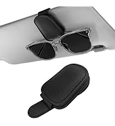Sunglass Holder for Car Visor, Magnetic Leather Sunglasses Holder and Ticket Card Clip for Car
