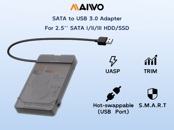 SATA to USB A 3.0 Adapters for 2.5 inch sata hdd ssd hard drive disk enclosure reader case shell