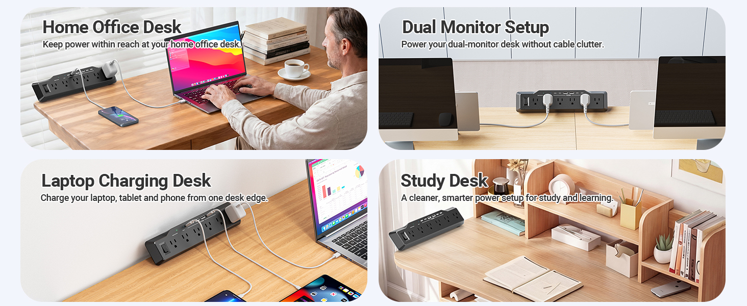 Desk Edge Mount Surge Protector