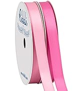 Ribbli 2 Rolls Satin Pink &amp; Hot Pink Craft Ribbon,Total 20 Yards,(Satin Pink 3/8-Inch x 10-Yard,S...