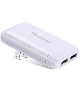 Slim USB Wall Charger, 15W Dual Port Thin Flat USB Cube Power Adapter Wall Charger, Foldable USB ...