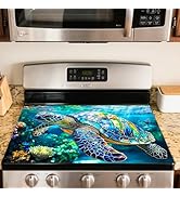 Nuxovilar Stove Top Cover Polyester &amp; Diatom Mud Blend 28.35×20.47inches (Colorful Sea Turtle Oce...